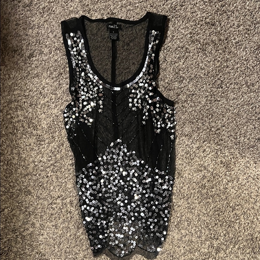 Rue21 Black Sequin Tank Top
